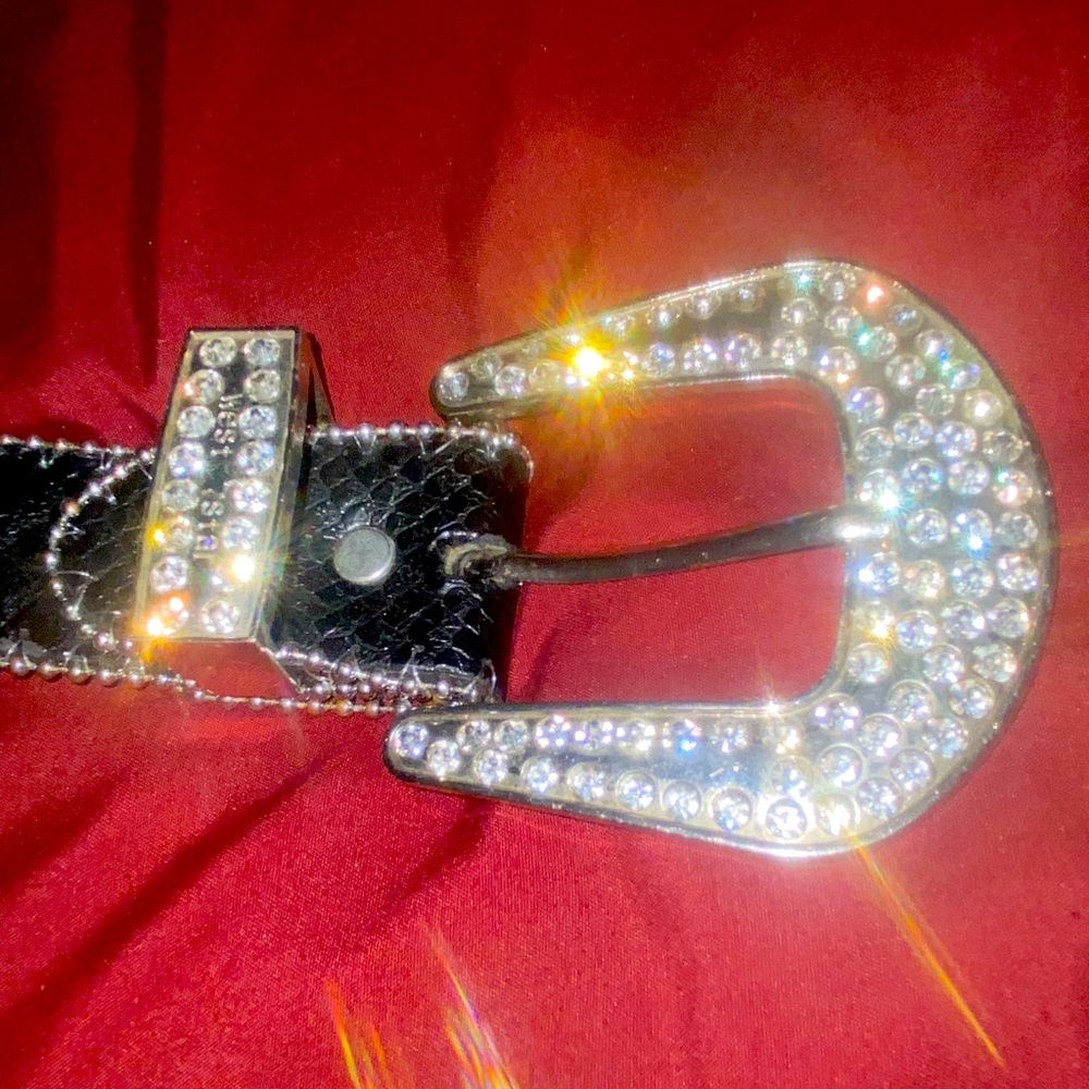 snake scale Rhinestone studded belt
